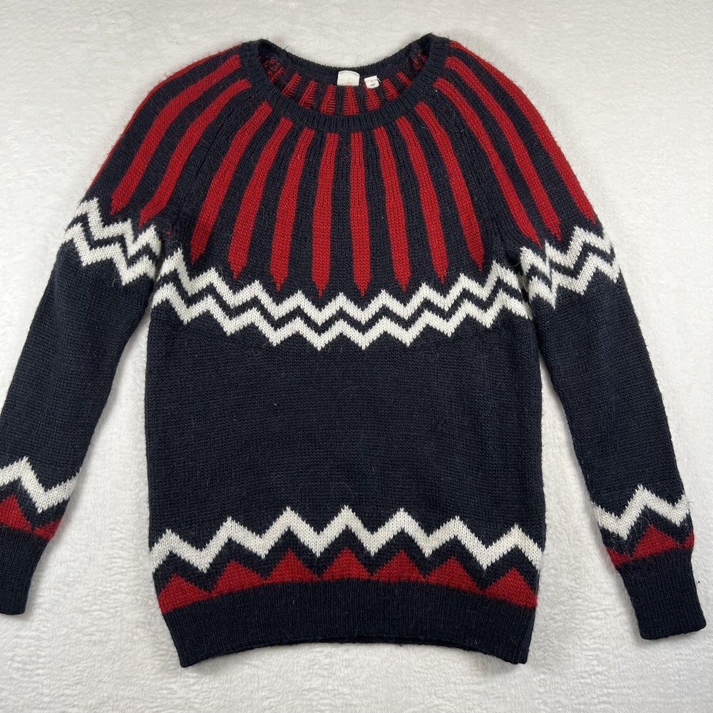 Gap Sweater Mens Large Blue Fair Isle Wool Alpaca Blend Crewneck Knit Pullover